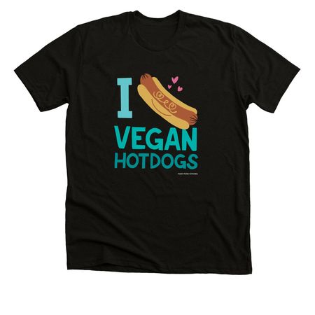 I LOVE VEGAN HOT DOGS SHIRT, a Black Heather Premium Unisex Tee