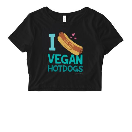I LOVE VEGAN HOT DOGS SHIRT, a Black Women's Fitted Cropped Tee