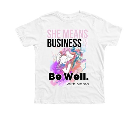 She Means Business 2026 Youth Sizes, a Solid White Blend Premium Youth Tee