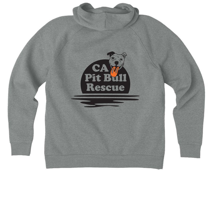 CA Pit Bull - Sunset 2, a Aluminum Grey Heather Allmade Organic CVC Pullover Hoodie (back-view)