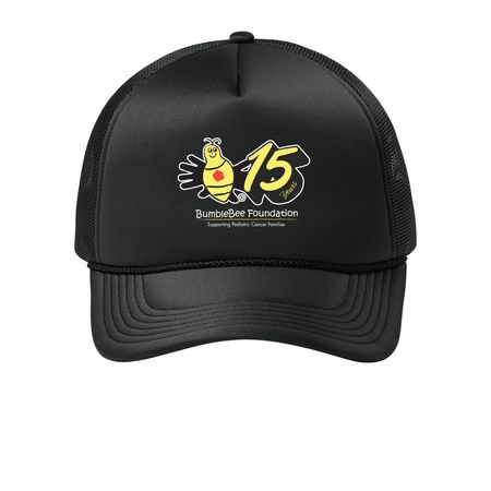 15 Year Hat&nbsp;, a Deep Black Printed Foam Trucker Hat
