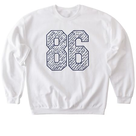 Vintage 86 Blue, a White Softstyle Crewneck Sweatshirt
