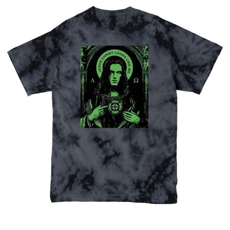 Jesus Looks Like Me, a Black Crystal Tie Dye Tee