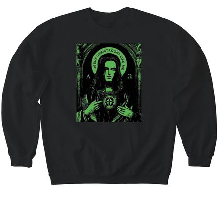 Jesus Looks Like Me, a Black Softstyle Crewneck Sweatshirt
