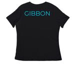 SAFE GIBBON - Logo, a Black Women's Relaxed V-Neck Tee (back-view)