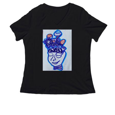 QuEeN, a Black Women's Relaxed V-Neck Tee