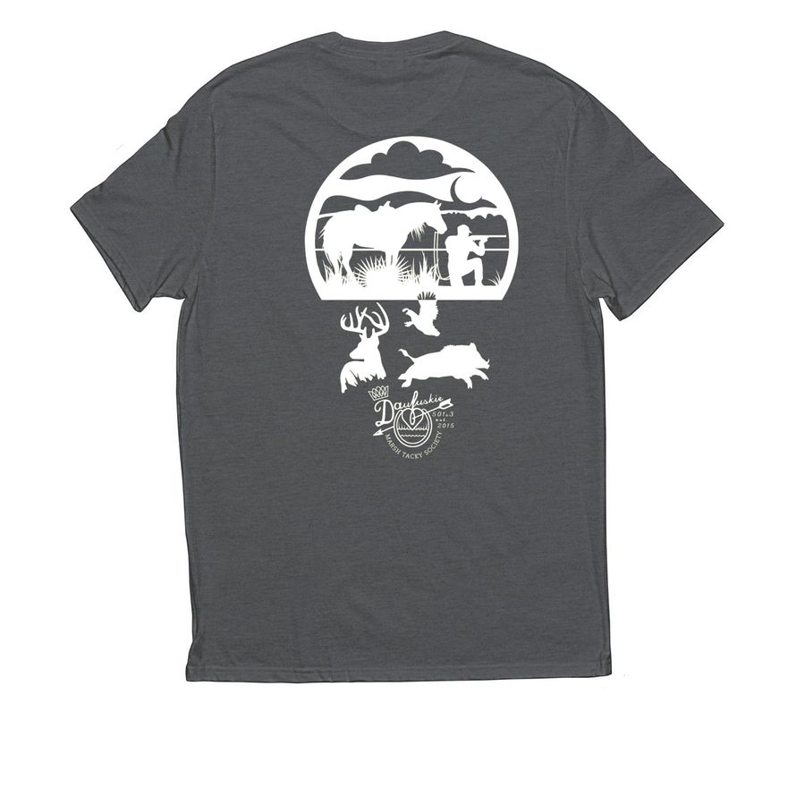 Limited Edition Gun Horse, a Terrain Grey Allmade Eco Triblend Unisex Tee (back-view)