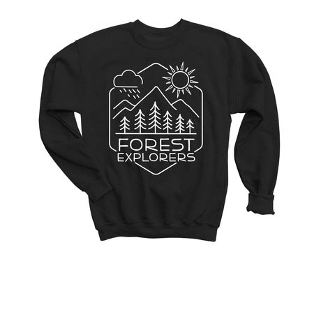Forest Explorers, a Black Youth Crewneck Sweatshirt
