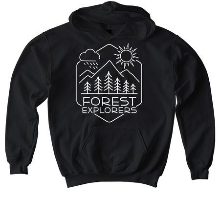 Forest Explorers, a Black Softstyle Youth Pullover Hoodie