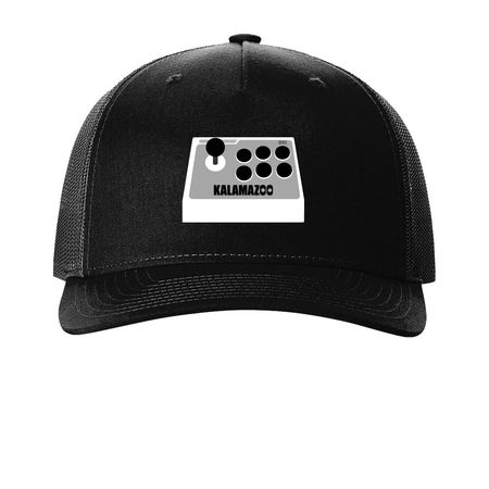 WML Hat Stick, a Black Printed Five-Panel Trucker Cap