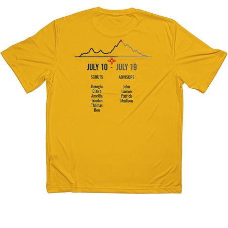 Crew 712-7C 2026 Performance Trek Shirt, a Gold Classic Performance Tee (back-view)