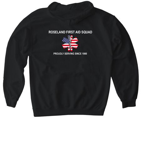 RFAS, a Black Gildan Softstyle Pullover Hoodie (back-view)