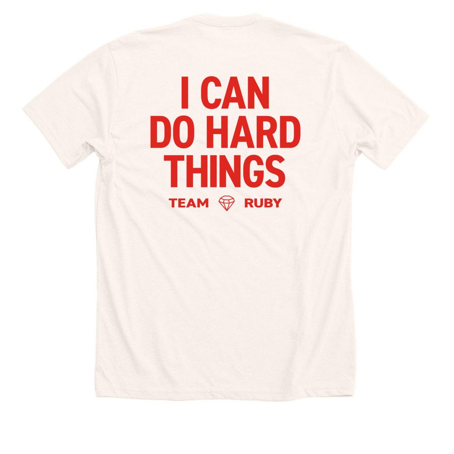 Team Ruby, a Heather Natural Premium Unisex Tee (back-view)
