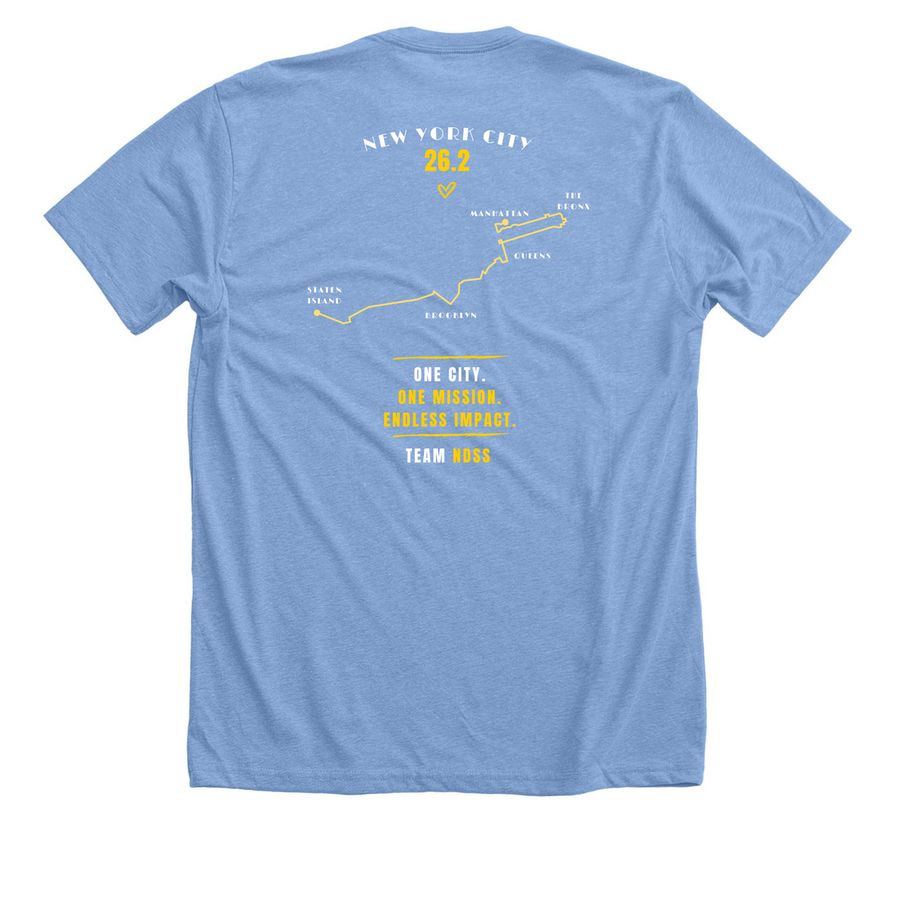 Run for Something Bigger., a Heather Carolina Blue Premium Unisex Tee (back-view)