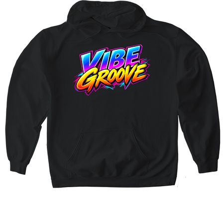 Vibe Groove Hoodie, a Black Gildan Softstyle Pullover Hoodie
