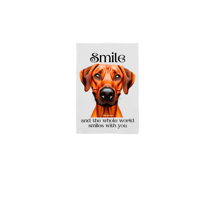 Smile, a White 12" x 18" Yard Flag
