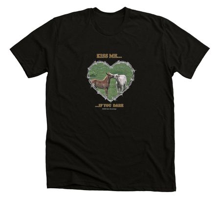 Kiss Me...if You Dare, a Black Heather Premium Unisex Tee