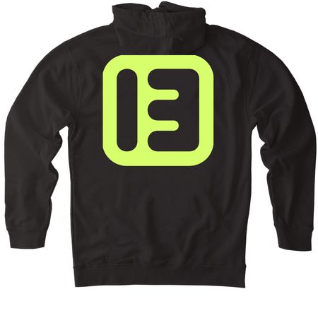 yllw, a Black Heavyweight Pullover Hoodie (back-view)
