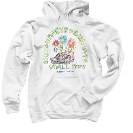 Big Journeys Begin With Small Steps, a White Pullover Hoodie