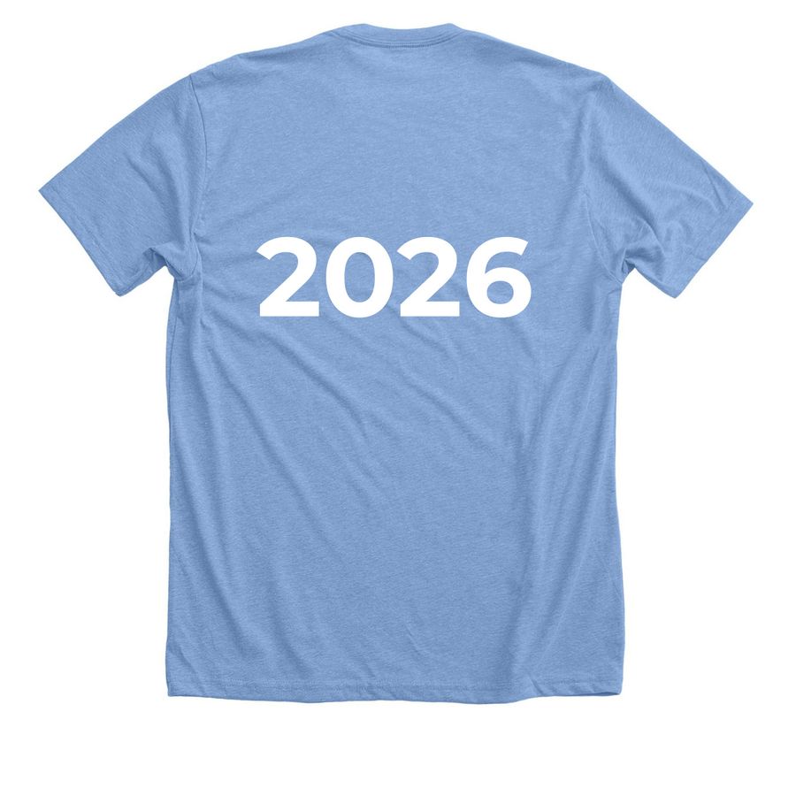 La caravana&nbsp;, a Heather Carolina Blue Premium Unisex Tee (back-view)