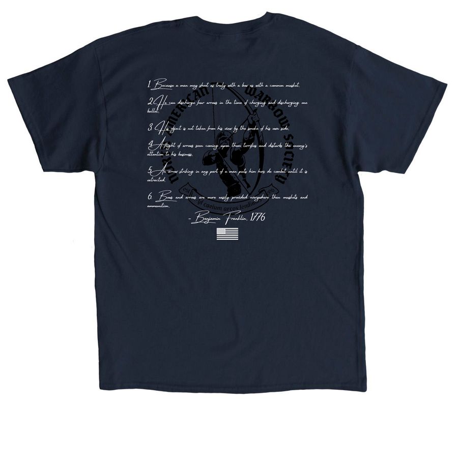 Franklin's Warbow | 1776, a Navy Classic Unisex Tee (back-view)