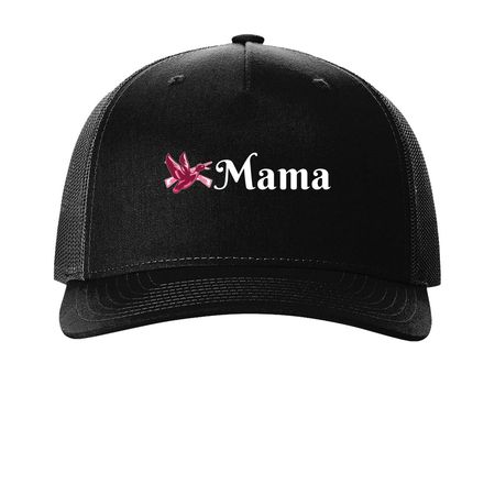 Mama Hat, a Black Printed Five-Panel Trucker Cap