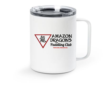 ADPC Logo Travel Mug, a White Stainless Steel Travel Mug (back-view)