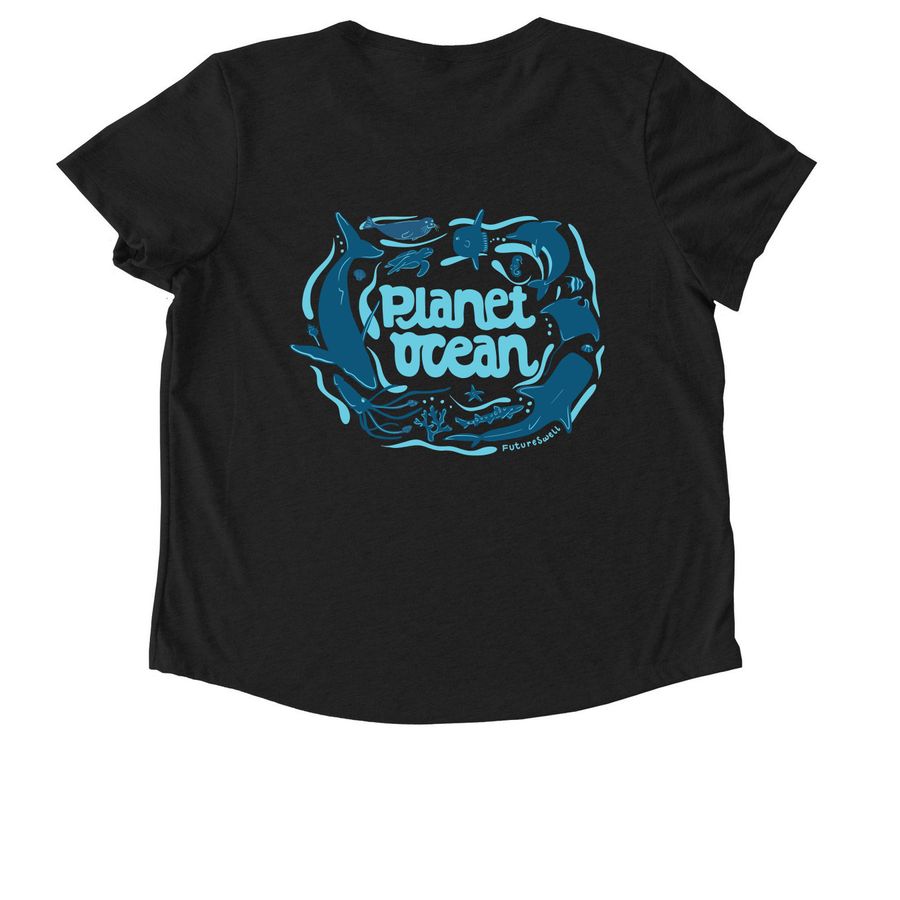 Planet Ocean Hoodie/Tee&nbsp;, a Deep Black Allmade Eco Triblend Women?s Scoop Neck Tee (back-view)