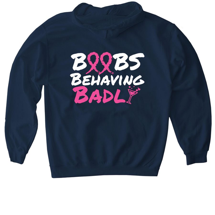 Boobs Behaving Badly, a Navy Gildan Softstyle Pullover Hoodie