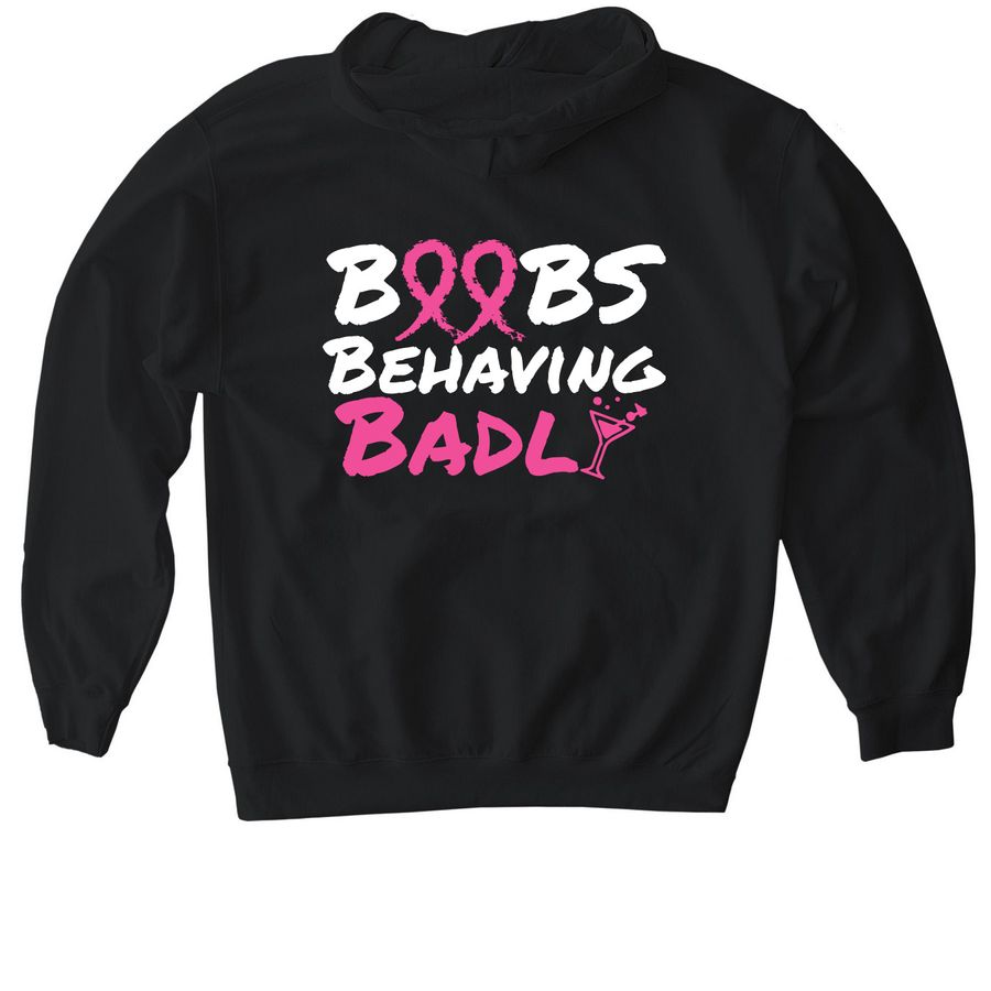 Boobs Behaving Badly, a Black Gildan Softstyle Pullover Hoodie