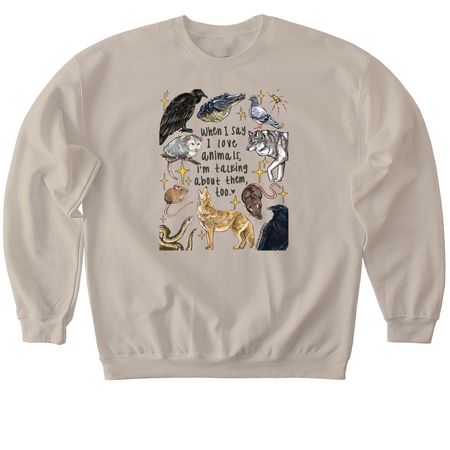 Animal Lover Merch (dark text), a Sand Softstyle Crewneck Sweatshirt