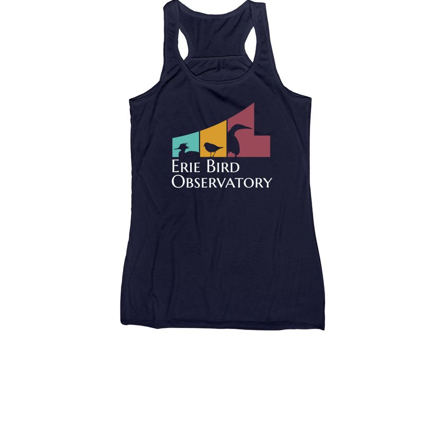 Erie Bird Observatory Logo Shirts, a Navy Women's Racerback