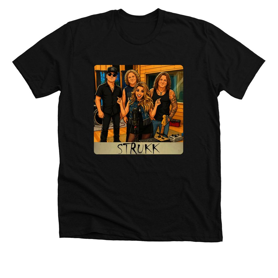 STRUKK Band Clothing - 2 Sided Band On Front, a Solid Black Blend Premium Unisex Tee