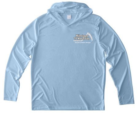 Milestones to Mountains Athletic Apparel, a Light Blue UV Performance Long Sleeve Hoodie