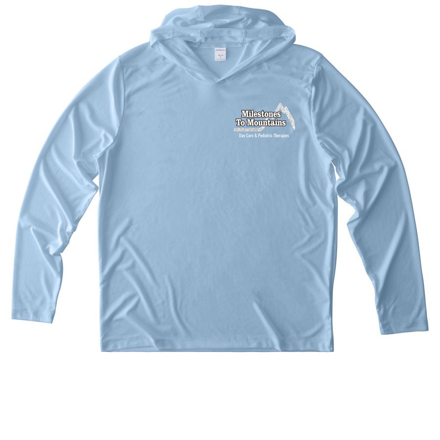 Milestones to Mountains Athletic Apparel, a Light Blue UV Performance Long Sleeve Hoodie
