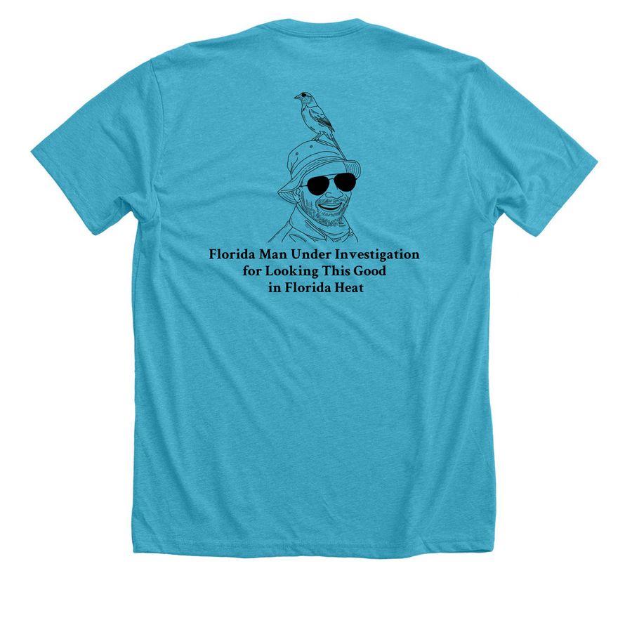 Official Florida Man 40 Survival Tee, a Heather Aqua Premium Unisex Tee (back-view)
