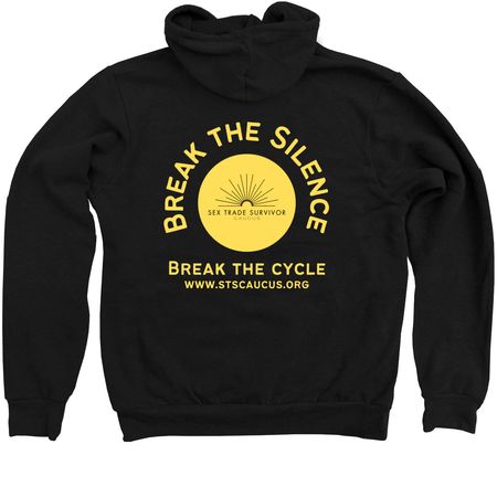 Break the Cycle F&B, a Black Zip Up Hoodie (back-view)