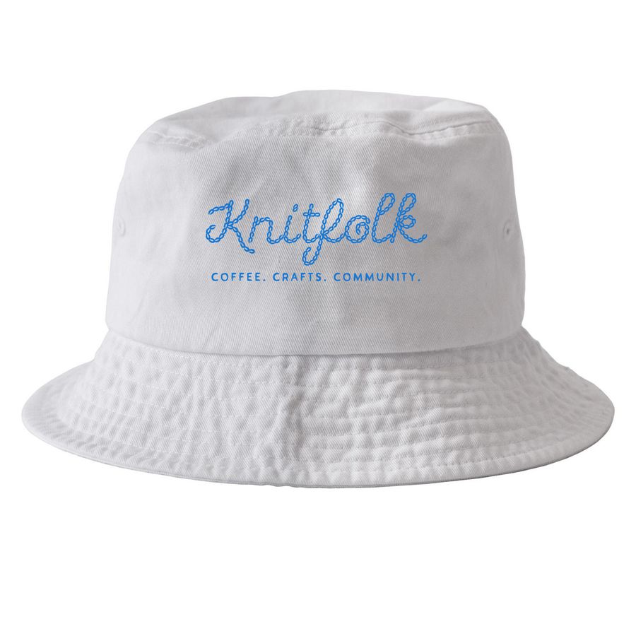Knitfolk Hats, a White Printed Bucket Hat