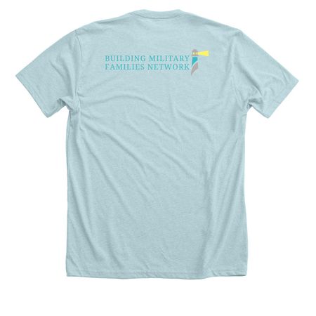 United in Building Families Alpha, a Heather Ice Blue Premium Unisex Tee (back-view)