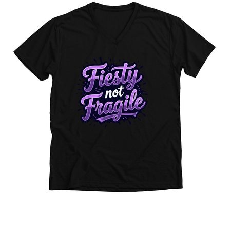 Fiesty Not Fragile, a Solid Black Blend Premium V-Neck Tee