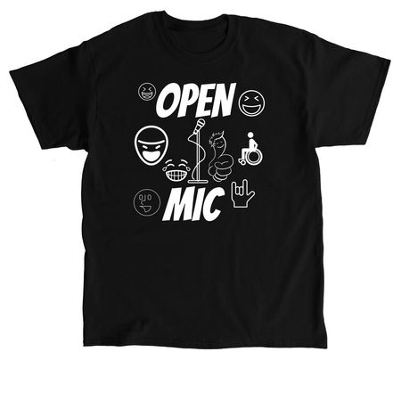 OPEN MIC COMEDY, a Black Classic Unisex Tee