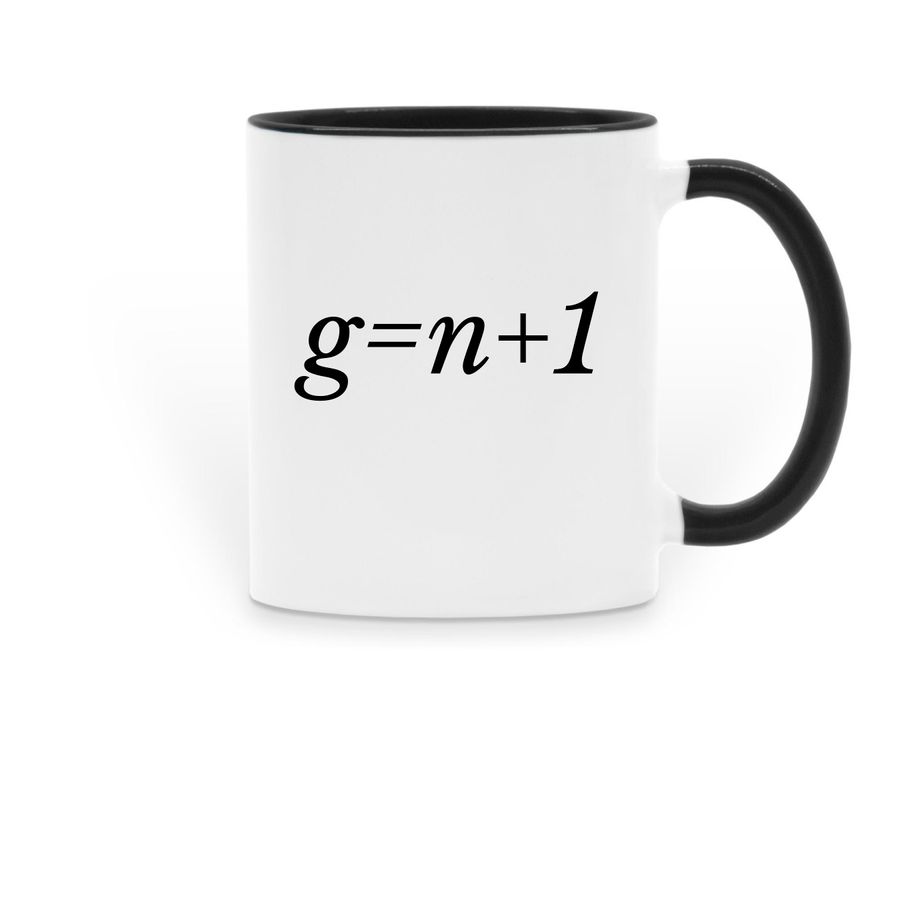 g=n+1 Coffee mug, a Black Two-Tone Ceramic Mug