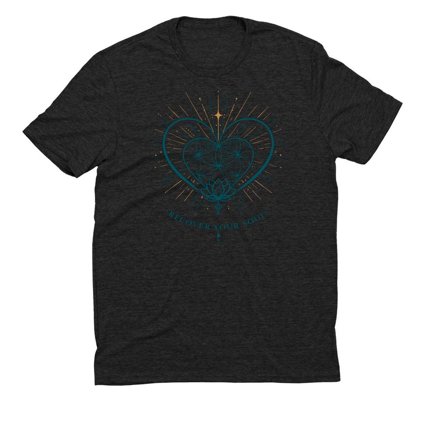 Recover Your Soul (Teal Logo), a Space Black Allmade Eco Triblend Unisex Tee