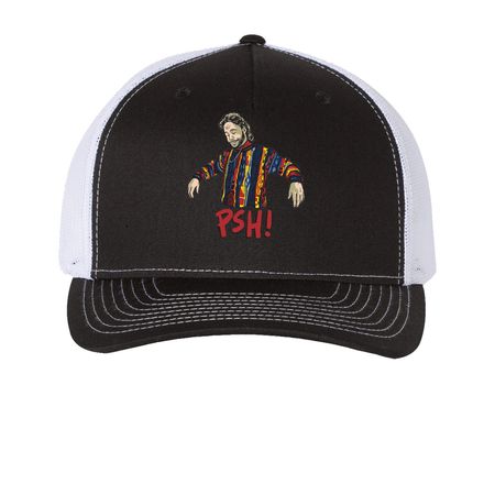 PSH! Hat, a Black/ White Printed Five-Panel Trucker Cap