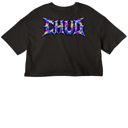 Demon Esports nips, a Black Women?s Cropped Cotton Tee (back-view)