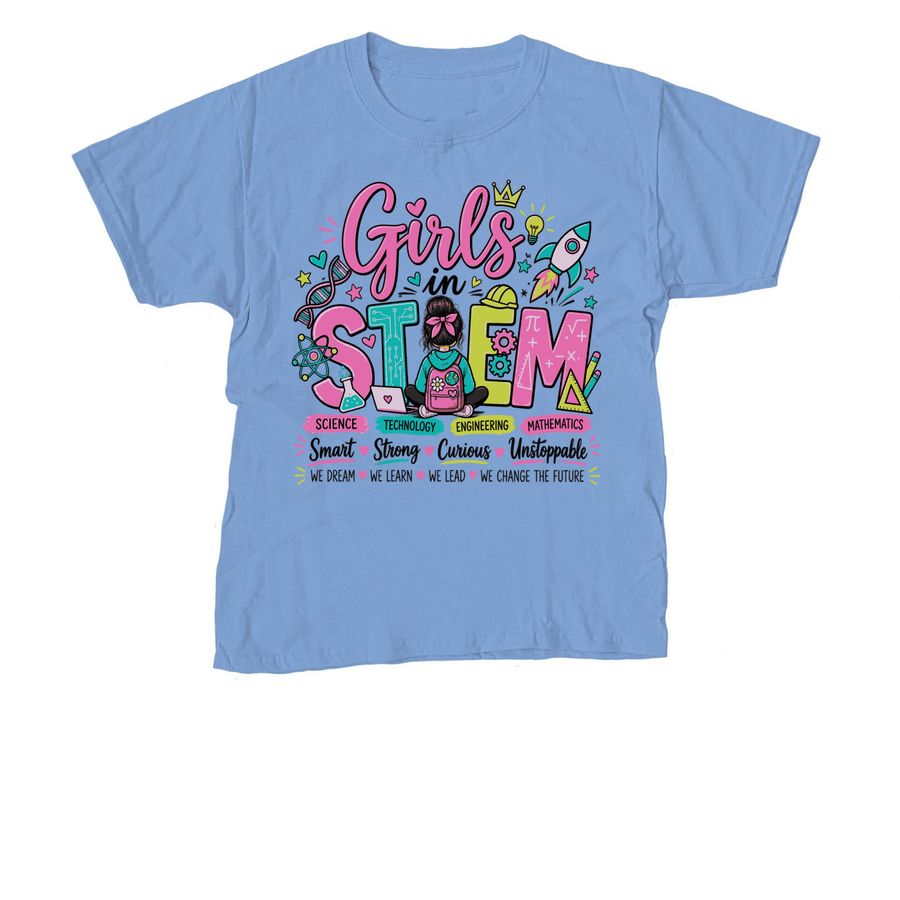 Girls in STEAM, a Carolina Blue Youth Unisex Tee
