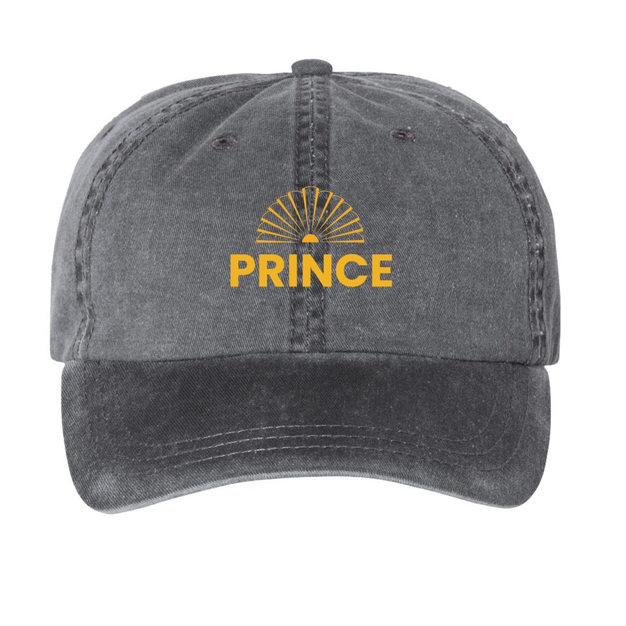 PRINCE, a Black Printed Pigment Dye Baseball Cap