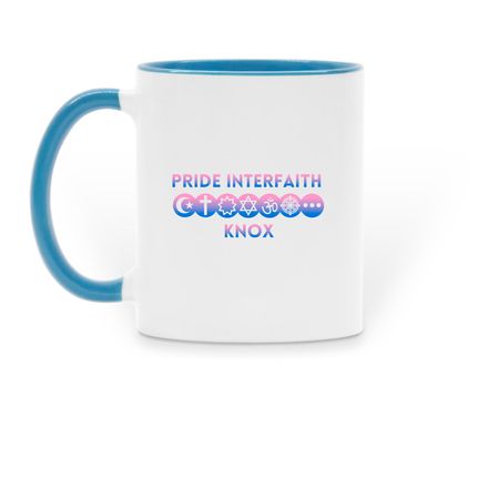 TRANS RIGHTS MUG, a Light Blue Two-Tone Ceramic Mug (back-view)