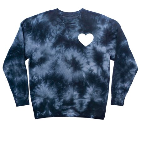 Simple Heart Sweatshirt, a Black Tie Dye Crewneck Sweatshirt