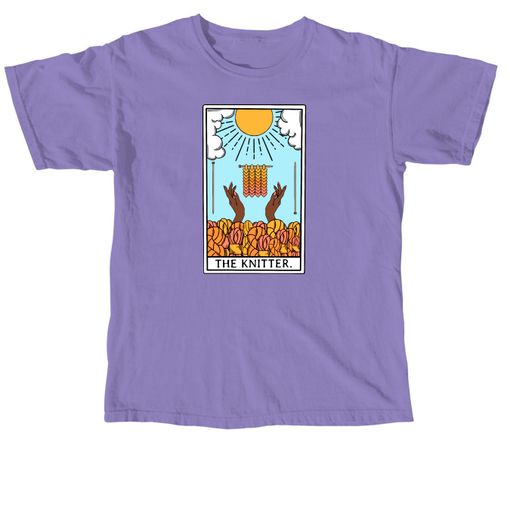 The Knitter Tarot Card Violet Comfort Colors Tee